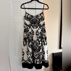 Ann Taylor Black and White Floral A Line Dress w/ Shawl